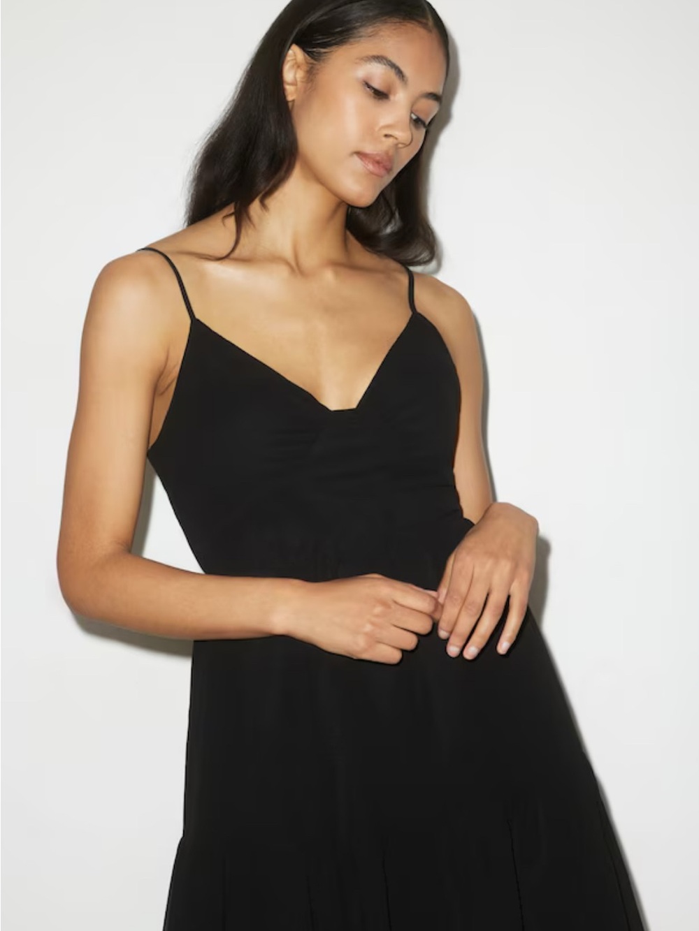 Old Navy Black Ribbed-Waist Spaghetti Strap Dress size M NWT
